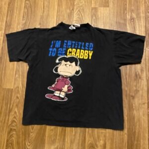 Vintage 50s Charlie‎ Brown Shirt Adult Lg Peanut Lucy Entitled To Be Crabby Rare